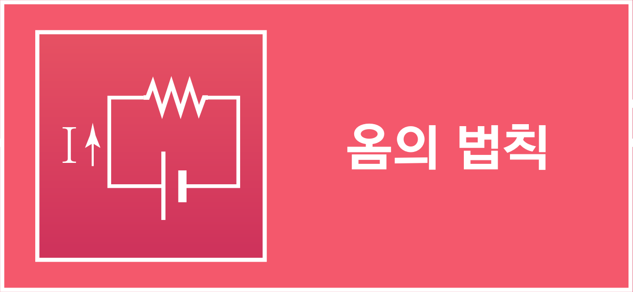 저항기와 전지가 연결된 회로 및 ‘옴의 법칙’ 텍스트 아이콘