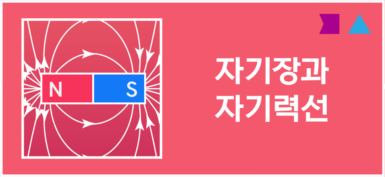 N극과 S극 및 자기력선이 그려진 자기장과 자기력선 아이콘