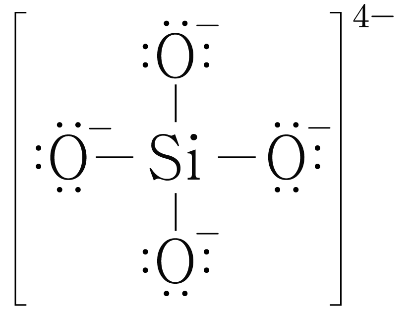 규산염 이온(SiO4 4-)의 루이스 전자점식